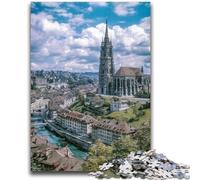 Puzzle 1000 pièces Cathédrale de Berne Suisse 1000 pièces pour Adolescents, Jeux éducatifs, décoration d'intérieur, Cadeau d'anniversaire, Art Mural (50x75cm)