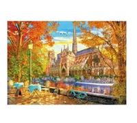 Puzzle 1000 pieces cathédrale notre-dame de paris - set collection monument de france et eglise en automne + carte tigre