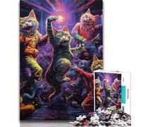 Puzzle 1000 pièces Cats Party pour Adolescents, Jouets éducatifs et Anti-Stress, idéal pour la décoration de Bureau (75x50cm)