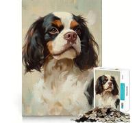 Puzzle 1000 pièces Cavalier King Charles Span Joint Lisse Jeu de réflexion Amusant Jeu Occasionnel Décoration Artistique de Noël (50x75cm)