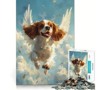 Puzzle 1000 pièces Cavalier King Charles Spaniel avec Ailes d'ange Découpe précise Jeu de logique et de réflexion Activité Calme pour Un Anniversaire (38x52cm)
