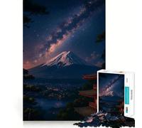 Puzzle 1000 pièces Céleste Fuji Nuit d'harmonie Découpe précise Jeu d'adresse mentale Amusant Jeu de détente Cadeau de Loisirs Festif (38x52cm)