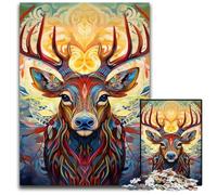 Puzzle 1000 pièces Cerf Art Psychédélique pour Adultes Puzzles Difficiles pour Adultes pour Les Vacances et Décoration Intérieure 26x38cm / 10,23x14,96 Pouces