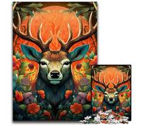 Puzzle 1000 pièces Cerf Art Psychédélique pour Adultes Puzzles pour Adultes Idéal pour Les Amoureux, Cadeau Parfait pour Noël, Nouvel an, Saint-Valentin 26x38cm / 10,23x14,96 Pouces