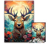 Puzzle 1000 pièces Cerf Art psychédélique Puzzles pour Adultes Relax & Challenge, Décoration d'intérieur colorée, pour Amis 26x38cm / 10,23x14,96 Pouces