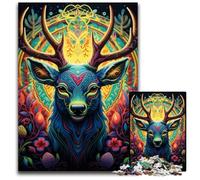 Puzzle 1000 pièces Cerf Art psychédélique Puzzles Puzzles stimulants pour Adolescents, Jeu interactif Amusant en Famille 26x38cm / 10,23x14,96 Pouces