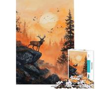 Puzzle 1000 pièces Cerf baigné de Soleil dans Une clairière Jeux Amusants Défi d'intelligence cérébrale Jouet addictif Cadeau pour Femmes et Hommes mais Amusant et Humoristique (Dimensions 38x52cm)