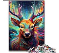Puzzle 1000 pièces Cerf coloré en Carton, Dimensions 26x38cm, Design Complexe pour Adolescents, décoration DIY et Divertissement Stimulant pour Le Cerveau