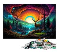 Puzzle 1000 pièces Cerf coloré pour Adultes Puzzle en Bois Jeu Stimulant 1000 pièces (75 x 50 cm)