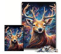 Puzzle 1000 pièces Cerf coloré Puzzles Difficiles pour Adultes 50x75cm Parfait pour Les Cadeaux d'anniversaire, de Noël et d'halloween