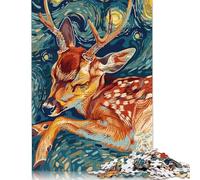 Puzzle 1000 pièces Cerf dans Un Style Nuit étoilée pour Adultes Puzzle Cadeau Halloween en Papier Puzzles pour Adultes 1000 pièces (75 x 50 cm)