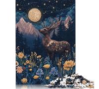 Puzzle 1000 pièces Cerf de Nuit dans Les Montagnes pour Adultes Puzzles pour Adultes Cadeau d'halloween 14 Ans et Plus 1000 pièces (38 x 26 cm)