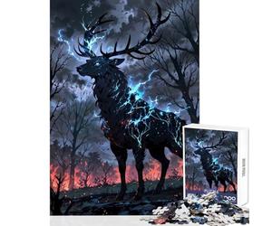 Puzzle 1000 pièces Cerf éclair et orages Jeu éducatif pour Jouer en Famille et renforcer Les Liens Entre Les Couples Dimensions 50x75cm