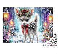 Puzzle 1000 pièces Cerf en Fleur 38x26cm Art Print Décoration Moderne Jeu Familial Cadeau Anniversaire Idéal pour Les Amoureux de la Nature