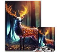Puzzle 1000 pièces Cerf Mystique dans la forêt Puzzles Difficiles pour Adultes Casse-tête Stimulant pour Adolescents, Jeu interactif Amusant en Famille 50x75cm/19,68x29,52 Pouces