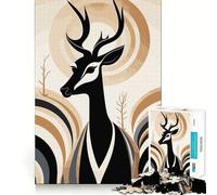 Puzzle 1000 pièces Cerf Noir dans Paysage Abstrait,articulations Fines,Jeu Stimulant pour Le Cerveau,Moment de détente,Cadeau de Noël (38x26cm)