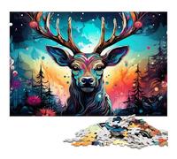 Puzzle 1000 pièces Cerf psychédélique coloré pour Adultes et Enfants Puzzle en Papier Excellent Cadeau pour Adultes 1000 pièces (38 x 26 cm)