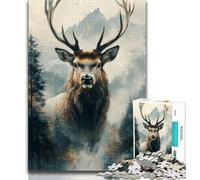 Puzzle 1000 pièces Cerfs dans Les Montagnes et Les rivières pour Adultes et Adolescents Jouet éducatif et décompressant Cadeau du Père Noël Secret 38x26cm