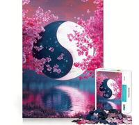 Puzzle 1000 pièces Cerise Yin Yang Lune Découpe précise Puzzle logique Artistique Jeu de Loisirs Amusant Décoration Murale de Noël (38x52cm)