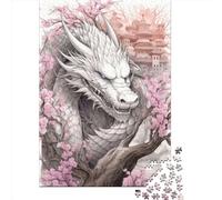 Puzzle 1000 Pièces Cerisier Japonais avec Dragon, 7 Pièces, pour Adultes et Adolescents, Éducatif, Intellectuel, Décompresseur, Amusant, Jeu Familial (38x26cm)
