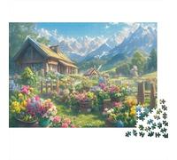 Puzzle 1000 pièces « Chalet de Montagne » - Jardin Fleuri Alpin - Jeu éducatif pour Adultes (à partir de 12 Ans) - Décoration intérieure - Défi - Niveau élevé - Cadeau d' 70 x 50 cm