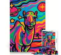 Puzzle 1000 pièces Chameau psychédélique dans l'espace pour Adolescents Puzzle Wise Think Toy Simple et Amusant Découpe précise Père Noël Vœux 50x75cm
