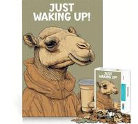 Puzzle 1000 pièces Chameau se réveillant avec Un café Bord Parfait Jeu cognitif Jeu de Relaxation Décoration Artistique de Noël (38x26cm)