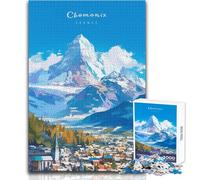 Puzzle 1000 pièces Chamonix Mont Blanc pour Adolescents, Jeu intellectuel et décoration idéale, Dimensions 50x75cm