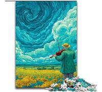 Puzzle 1000 pièces Champ de tournesols Ciel étoilé pour Adultes et Adolescents, Anti-Stress, Vacances à la Maison, Passe-Temps, Amour Entre Couples (26x38cm)