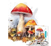 Puzzle 1000 pièces Champignons Aquarelle Jeu addictif pour cultiver la Patience Jeu Relaxant et éducatif Cadeau de Père Noël Secret (Dimensions 38x26cm)
