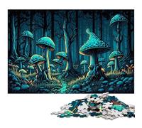 Puzzle 1000 pièces Champignons Magiques en Bois pour Adultes, Casse-tête à Faire soi-même, Jeu Familial Idéal ou Cadeau Décoratif 50x75cm / 19,68x29,52 Pouces