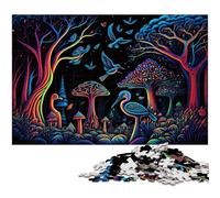Puzzle 1000 pièces Champignons Magiques Puzzles en Bois Relax & Challenge, Décoration d'intérieur colorée, pour Vos Amis 50x75cm / 19,68x29,52 Pouces
