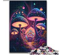 Puzzle 1000 pièces Champignons psychédéliques en Bois, pour Les Parents, Les Amoureux et Les Amis - 14 Ans et Plus 50x75cm Activité de Jeu familiale captivante