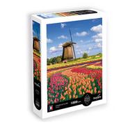 Puzzle 1000 Pièces Champs de Tulipes en Hollande - Une Évasion Colorée
