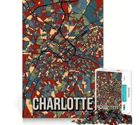 Puzzle 1000 pièces Charlotte,Carte rétro de la Ville,découpe précise,Jeu de réflexion Amusant,Jeu de détente,Cadeau de Loisirs Festif (50x75cm)