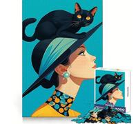 Puzzle 1000 pièces Charmante Dame aux Chats Style Vintage Chic,idéal pour Adultes,Stimulant la mémoire et la détente,Cadeau Original (38x52cm)