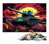 Puzzle 1000 pièces Chars colorés, Puzzle en Carton pour Adultes, idéal pour Les Adolescents et Les collectionneurs, Cadeau de Voyage, activité familiale, 26 x 38 cm / 10,23 x 14,96 Pouces