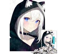 Puzzle 1000 pièces Chat à Capuche Fille Aquarelle Défi cérébral et intellectuel Jouet addictif Jeux relaxants Décoration Secret (Dimensions 38x52cm)