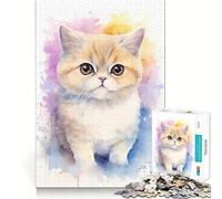 Puzzle 1000 pièces Chat Aquarelle,découpe soignée,Jeu de réflexion,Cadeau,activité Calme pour Un Anniversaire (50x75cm)