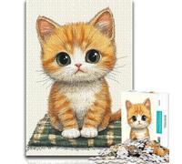 Puzzle 1000 pièces Chat Assis sur Un Tapis pour Adultes, Jouet éducatif et décompressant, Cadeau d'anniversaire, décoration Murale 38x26cm