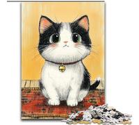 Puzzle 1000 pièces Chat Assis sur Un Tapis Puzzles pour Adultes 1000 pièces Idée Cadeau de Vacances, Illustration Humoristique, Illustration détaillée (Taille 50x75cm)