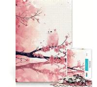 Puzzle 1000 pièces Chat Assis sur Une Branche de Cerisier en Fleurs Bords impeccables Casse-tête Amusant Cadeau détente Jeu Cadeau d'anniversaire Artistique (50x75cm)