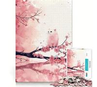 Puzzle 1000 pièces Chat Assis sur Une Branche de Cerisier en Fleurs Découpe précise Jeu de réflexion Amusant Jeu de détente Cadeau de Loisirs Festif (38x52cm)