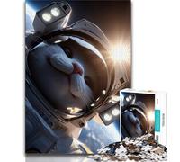 Puzzle 1000 pièces Chat Astronaute pour Adultes et Adolescents, Jeu Familial Anti-Stress, défi Difficile, Cadeaux du Père Noël Secret 50x75cm