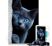 Puzzle 1000 pièces Chat aux Yeux Bleus Qui Jette Un Coup d'œil,Assemblage Parfait,activité ludique et Intelligente,Jeu Amusant pour se détendre,Cadeau d'anniversaire (50x75cm)