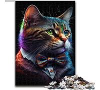 Puzzle 1000 pièces Chat avec nœud pour Adultes, Collection de Jeux intellectuels, Beaux-Arts (50x75cm)