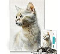 Puzzle 1000 pièces Chat Burmilla Aquarelle Découpe Premium Jeu de Jeu et d'Éveil,Jouet de Paix et de Divertissement,Cadeau d'anniversaire Amusant (38x26cm)