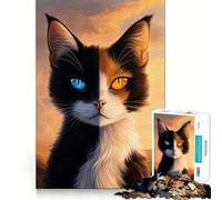 Puzzle 1000 pièces Chat Calico,Assemblage Parfait,Jeu Artistique et intellectuel,défi pour se détendre,Cadeau d'anniversaire Amusant (38x52cm)