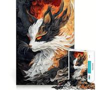 Puzzle 1000 pièces Chat Calico en Art Abstrait,Assemblage Parfait,Jeu de réflexion Artistique,Divertissement pour se détendre,Cadeau d'anniversaire Amusant (50x75cm)
