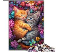 Puzzle 1000 pièces Chat câlin, Un Casse-tête Stimulant pour Les Adolescents, idéal pour la décoration intérieure ou comme Cadeau (Taille 26x38cm)